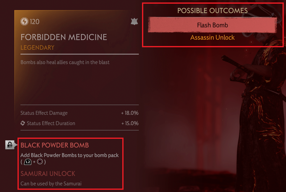 Forbidden Medicine Legendary Bomb Pack Ghost of Tsushima
