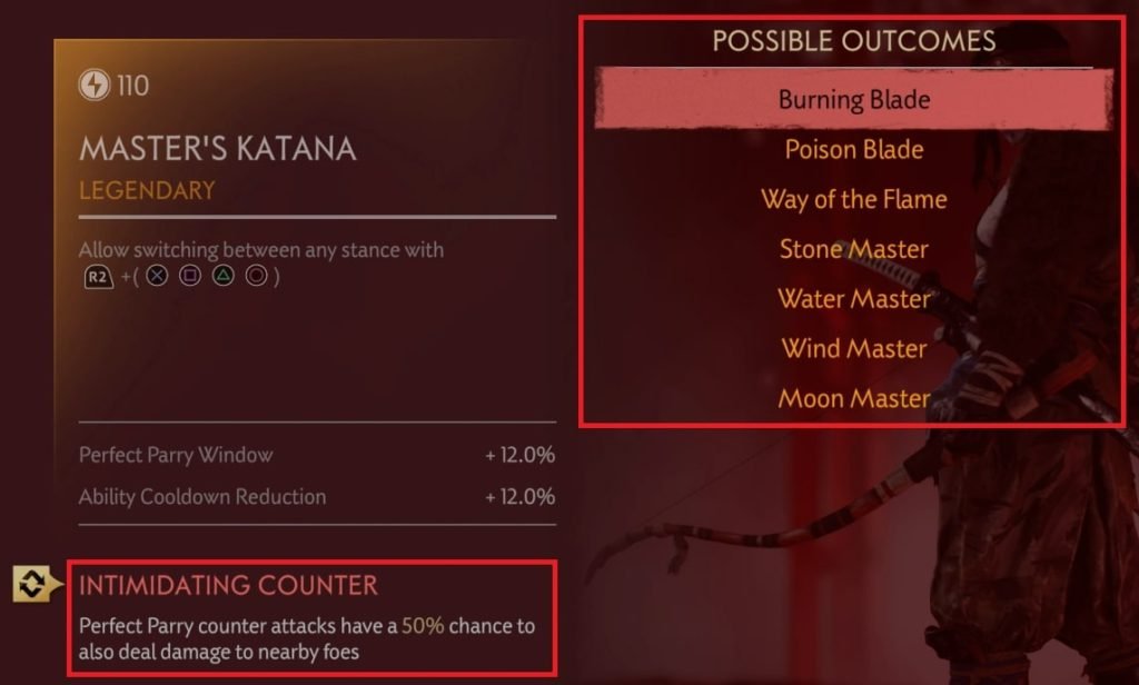 master's katana perks