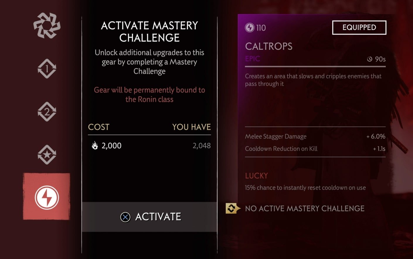 Gear items mastery activation ghost of tsushima