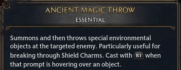ancient magic throw description in hogwarts legacy