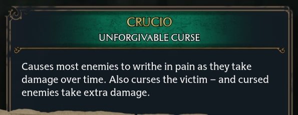 crucio spell description in hogwarts legacy