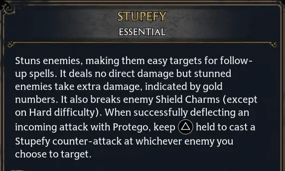 stupefy description in hogwarts legacy
