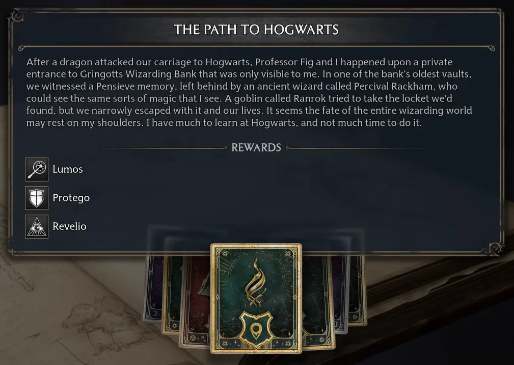 the path to hogwarts completed quest description